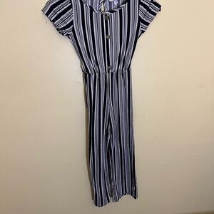 Dream Girl Girls Striped Blue and White Jumpsuit Size 7/8